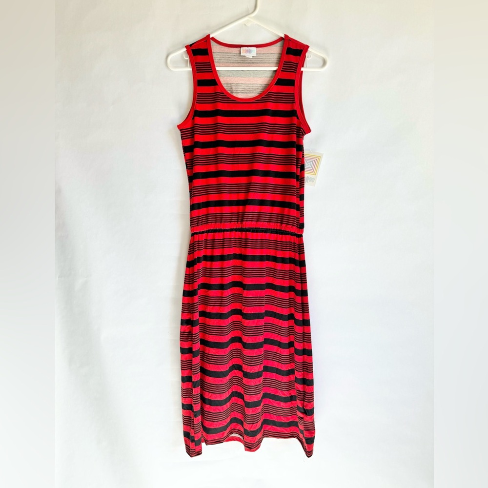 Red and Black Striped Women's Dress